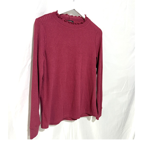 Pink Clover Top Womens Large Long Sleeve Mock Neck Ribbed Stitch Fix Mauve NEW - Picture 8 of 11